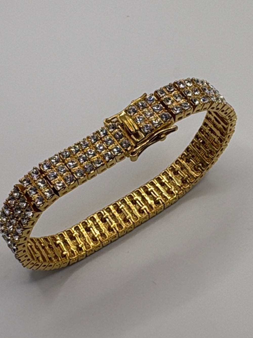 Gold Crystal 18kt GE Tennis Bracelet - Women Jewelry 8” - Picture 8 of 8